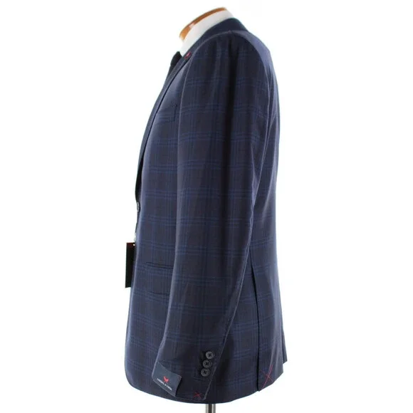 Cardinal of Canada NWT 100% Wool Sport Coat Size 42R US In Blues Plaid
